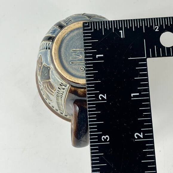 German Blue Spade Coffee Cup Signed Pottery Vtg Unique 3" Tea Wine Handarbeit - Picture 11 of 11